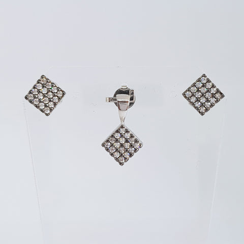 Pendent and Earings set (17 mm x 10 mm) Square (3.40 Grams)