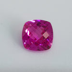 Pink Sapphire Lab created (10 mm x 10 mm) Cushion Checkerboard