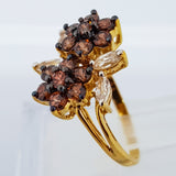 Gold Plated Silver Ring Natural White & Honey Zircon