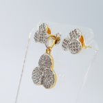 Flower Shape Brass Earrings & Pendant with Cubic Zirconia