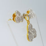 Flower Shape Brass Earrings & Pendant with Cubic Zirconia