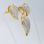 Leaf Shape Brass Earrings & Pendant with Cubic Zirconia