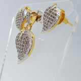 Leaf Shape Brass Earrings & Pendant with Cubic Zirconia