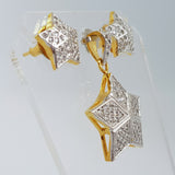 Star Shape Brass Earrings & Pendant with Cubic Zirconia