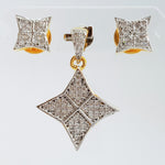 Christmas Star Shape Brass Earrings & Pendant with Cubic Zirconia