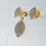 Oval Shape Brass Earrings & Pendant with Cubic Zirconia