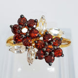 Gold Plated Silver Ring Natural White & Honey Zircon